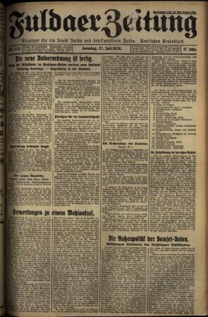 Erste Ausgabe vom Sonntag, den 27. Juli 1930.
