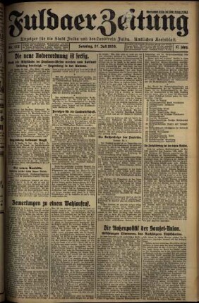Erste Ausgabe vom Sonntag, den 27. Juli 1930.
