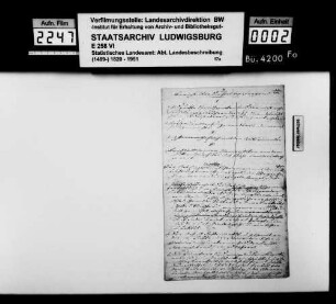 Material (Korrespondenz, beantwortete Fragebogen, Notizen des Finanzrats Moser u.dgl.) zur Ortsbeschreibung von Baach