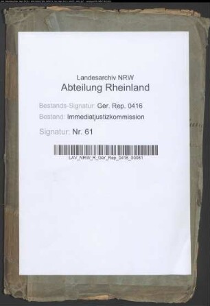 Vorschläge zur gerichtlichen Einteilung der Rheinprovinz.