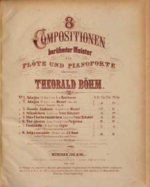 Compositionen berühmter Meister : für Flöte u. Pianoforte übertr., 1. Adagio