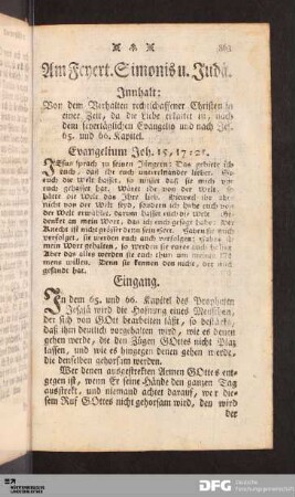 Am Feyertag Simonis und Judä