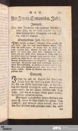 Am Feyertag Simonis und Judä