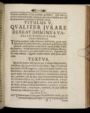 Titulus V. Qualiter Jurare Debeat Dominus Vasallo Fidelitatem.