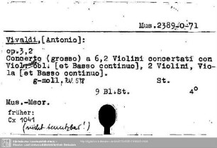 Vivaldi, Antonio, Concerto (grosso)