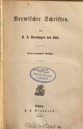 Ausgewählte Schriften, 17. Vermischte Schriften ; 1