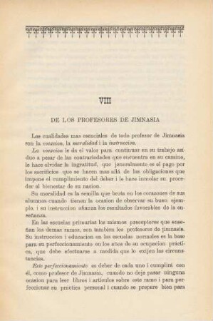 VIII. De los profesores de jimnasia