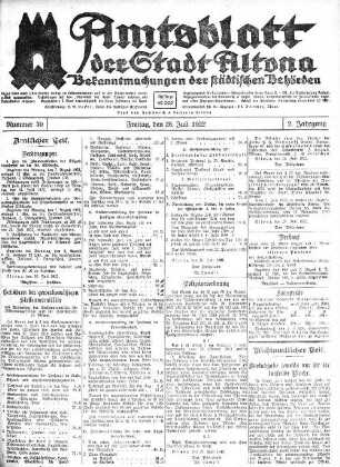 Nummer 30 : Freitag, den 28. Juli 1922