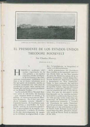 El Presidente de los Estados Unidos, Theodore Roosevelt. : [Grabados de Levytype]