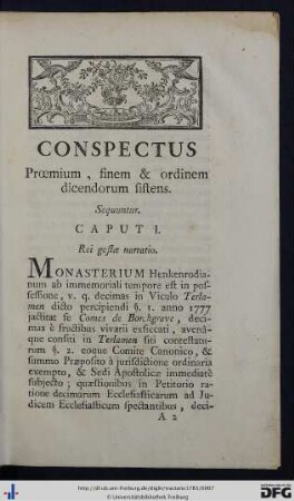 Conspectus prooemium, finem et ordinem dicendorum sistens.