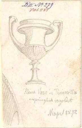 Walther, Conradin; u. a. Deutschland; Italien; Sammlung Conradin Walther: Band IV, Nr. 246 - 301 (fol. 215 - 269) - Vase (Ansicht)