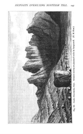 Fig. 50. - Coolin Mountains, Skye. Erratics resting on glaciated rocks in foreground