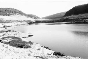 Schluchsee: Der leere Schluchsee; Ostteil Richtung Seebrugg des Restsees