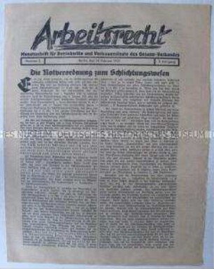 Mitteilungsblatt für Betriebsräte "Arbeitsrecht" zu den Notverordnungen