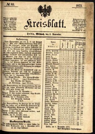 Ausgabe vom Mittwoch, den 06. November 1872.