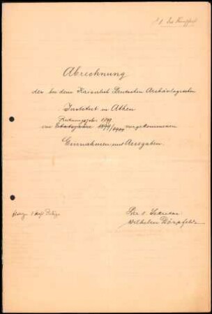 Abrechnung 1899/1900