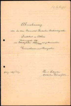 Abrechnung 1899/1900