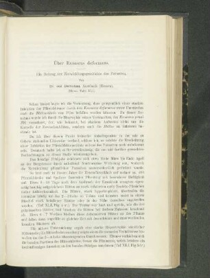 Über Exoascus deformans. : Ein Beitrag zur Entwicklungsgeschichte des Parasiten.