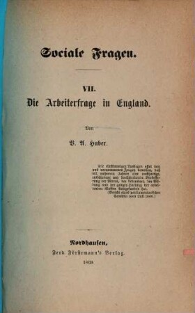 Sociale Fragen, 7. Die Arbeiterfrage in England