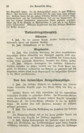 Von den italienischen Kriegsschauplätzen