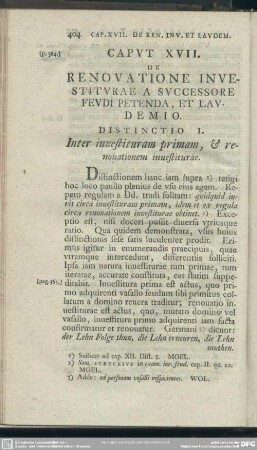Caput XVII. De Renovatione Investiturae A Successore Feudi Petenda, Et Laudemio