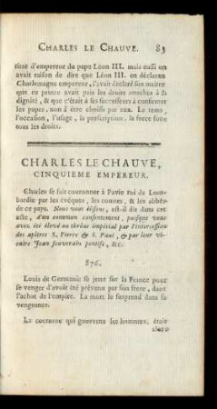 Charles Le Chauve, Cinquieme Empereur.
