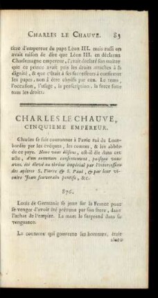 Charles Le Chauve, Cinquieme Empereur.
