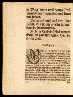Außlegung.