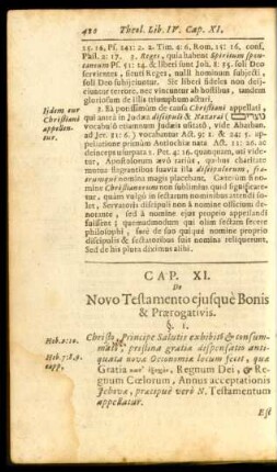 Cap. XI. De Novo Testamento ejsuquè Bonis & Praerogativis.