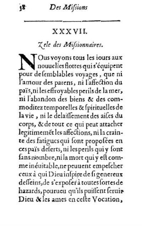 XXXVII. Zele des Missionnaires