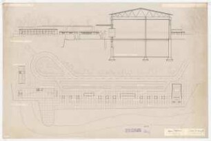 Studienarbeiten: Entwurf, Bebauung Kohlenplatte, Bergsiedlung, Forum, Ansicht und Lageplan, 1:500
