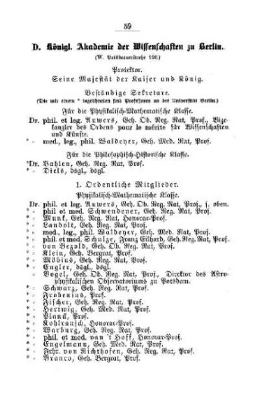 Königl. Akademie der Wissenschaften zu Berlin