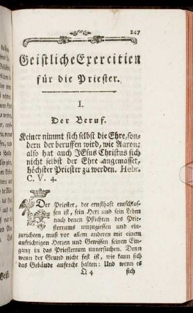 Geistliche Exercitien für die Priester.