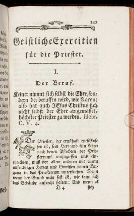 Geistliche Exercitien für die Priester.
