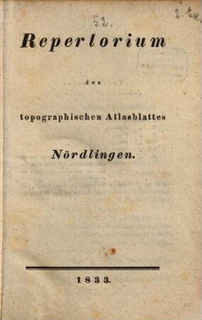 Repertorium des topographischen Atlasblattes Nördlingen