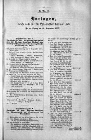 Vorlagen welche nicht für die Oeffentlichkeit bestimmt sind., 16. September 1903