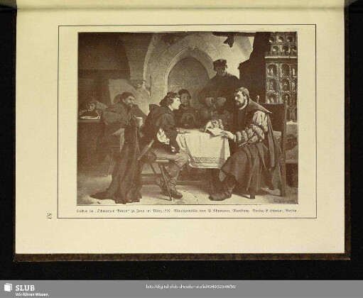 Luther im "Schwarzen Bären" zu Jena im März 1522. Wandgemälde von P. Thumann