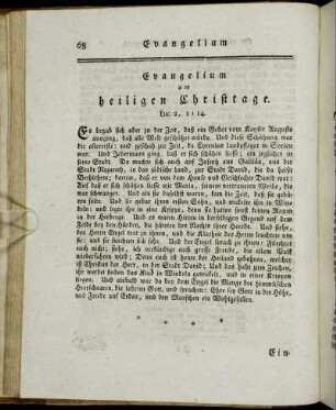 Evangelium am heiligen Christtage. - Evangelium am zweyten Weyhnachtstage.
