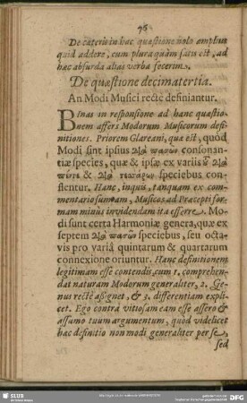 De quaestione decima tertia. An modi Musici recte definiantur