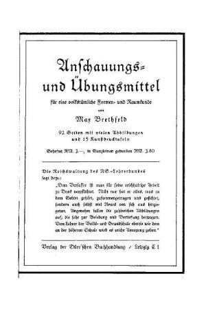 Anschauungs- und Übungsmittel : Beilage