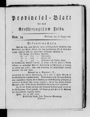 Num. 34, Ausgabe vom 26. August 1818