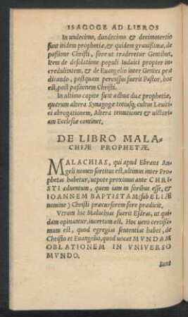 De Libro Malachiae Prophetae.