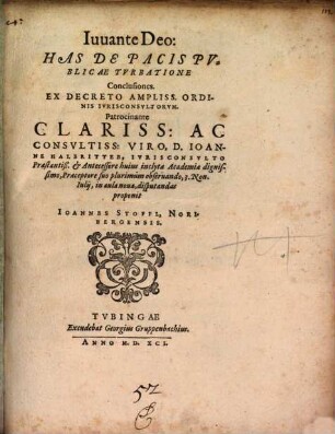 Has de pacis publicae turbatione conclusiones