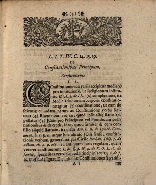 Exercitatio iuris IV. in lib. I. tit. IV. de constitutionibus principum, Compendii Digestorum Lauterbachiani