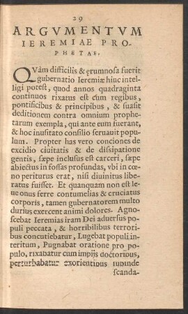 Argumentum Ieremiae Prophetae.