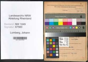 Entnazifizierung Johann Lomberg , geb. 24.02.1915 (Lehrer)