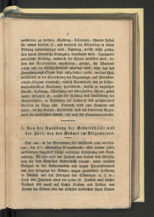 3. Von der Ausübung der Geburtshülfe und der Hülfe bei der Geburt im Allgemeinen.