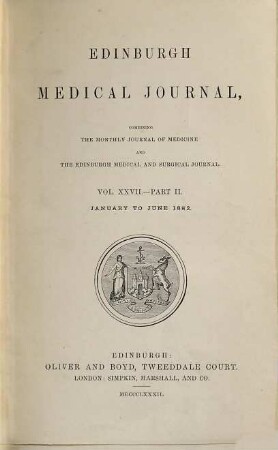 Edinburgh medical journal. 27,2. 1882