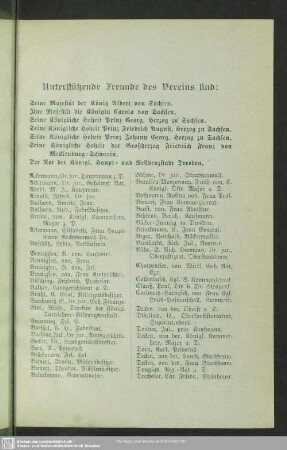 [Verzeichnis der unterstützenden Freunde des Vereins]