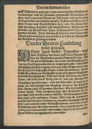 Von der Dritten Handelung dieses Colloquii.